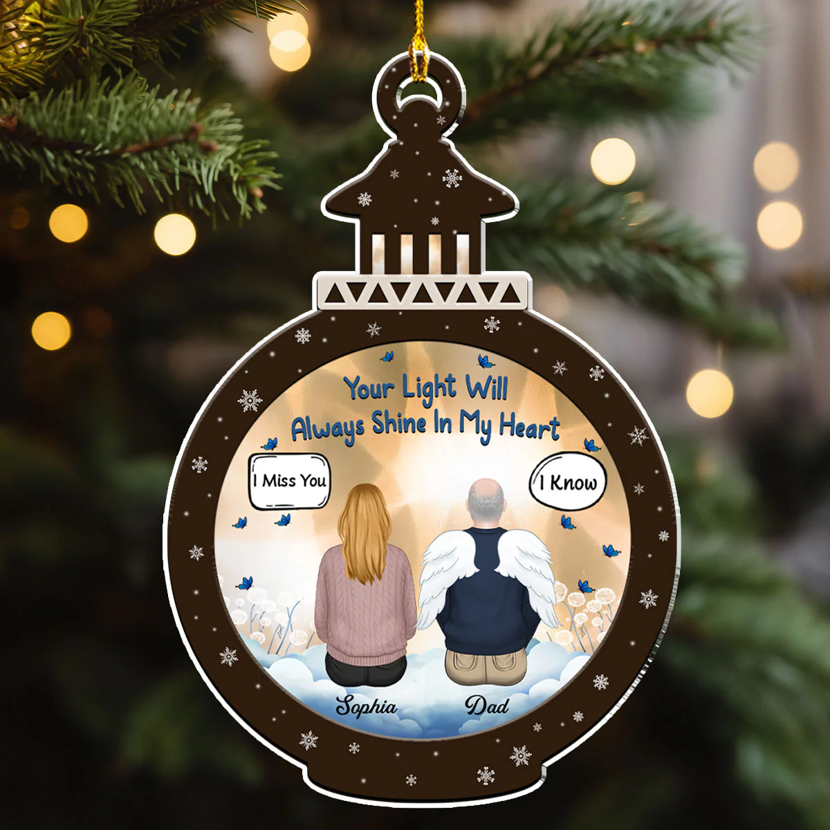 Your Light Will Always Shine In My Heart - Personalized Custom Acrylic Ornament