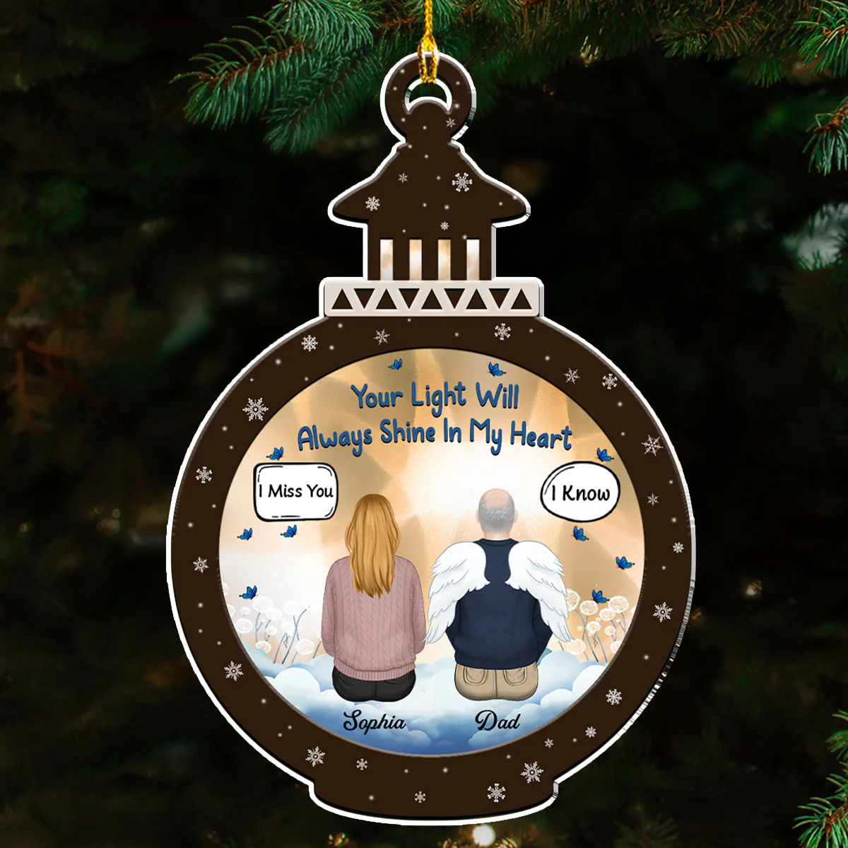 Your Light Will Always Shine In My Heart - Personalized Custom Acrylic Ornament - Image 2