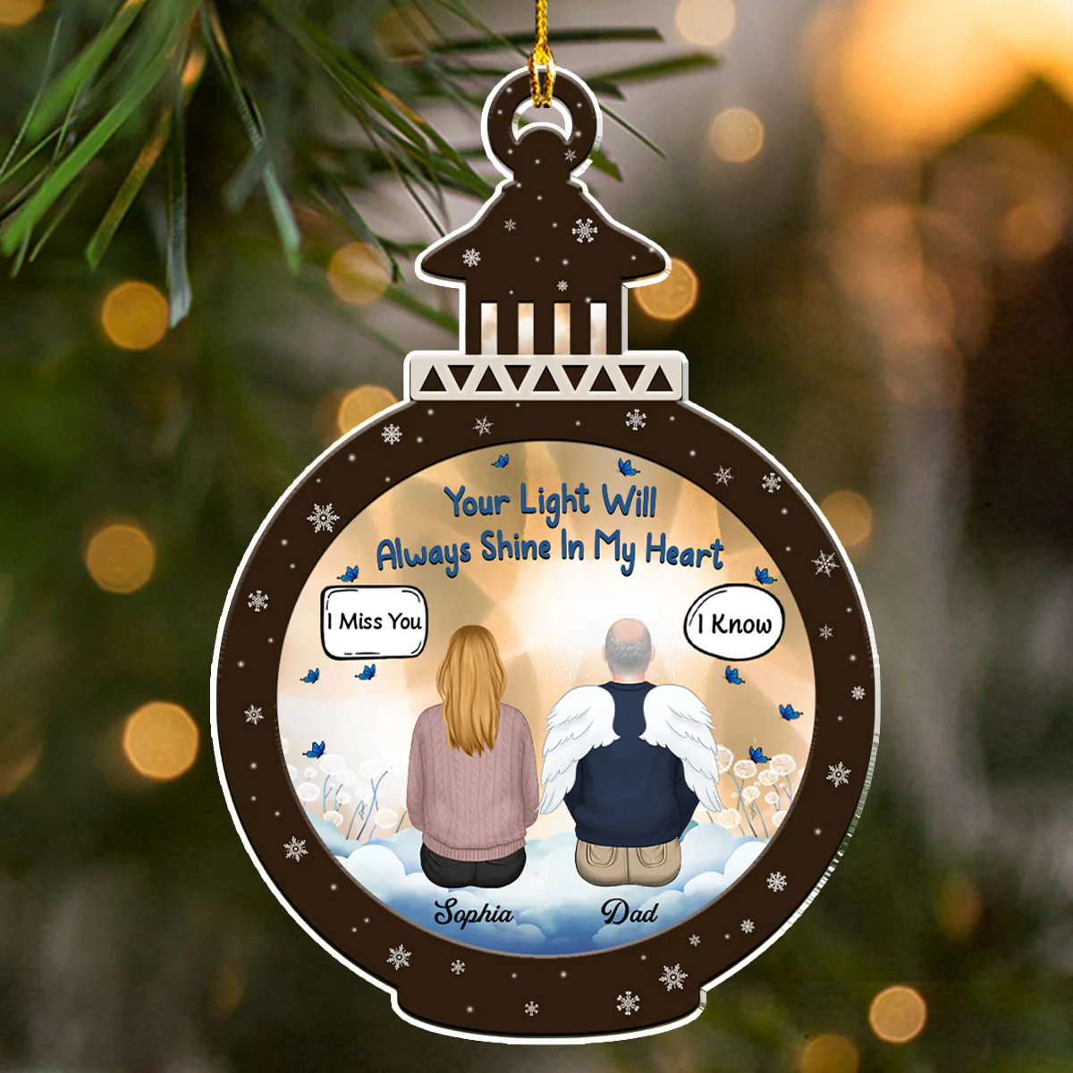 Your Light Will Always Shine In My Heart - Personalized Custom Acrylic Ornament - Image 3