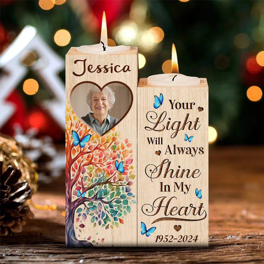 Your Light Will Always Shine In My Heart - Personalized Custom Candle Holder - Image 2
