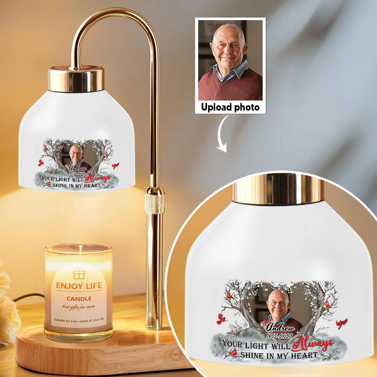 Your Light Will Always Shine In My Heart - Personalized Custom Candle Warmer Lamp