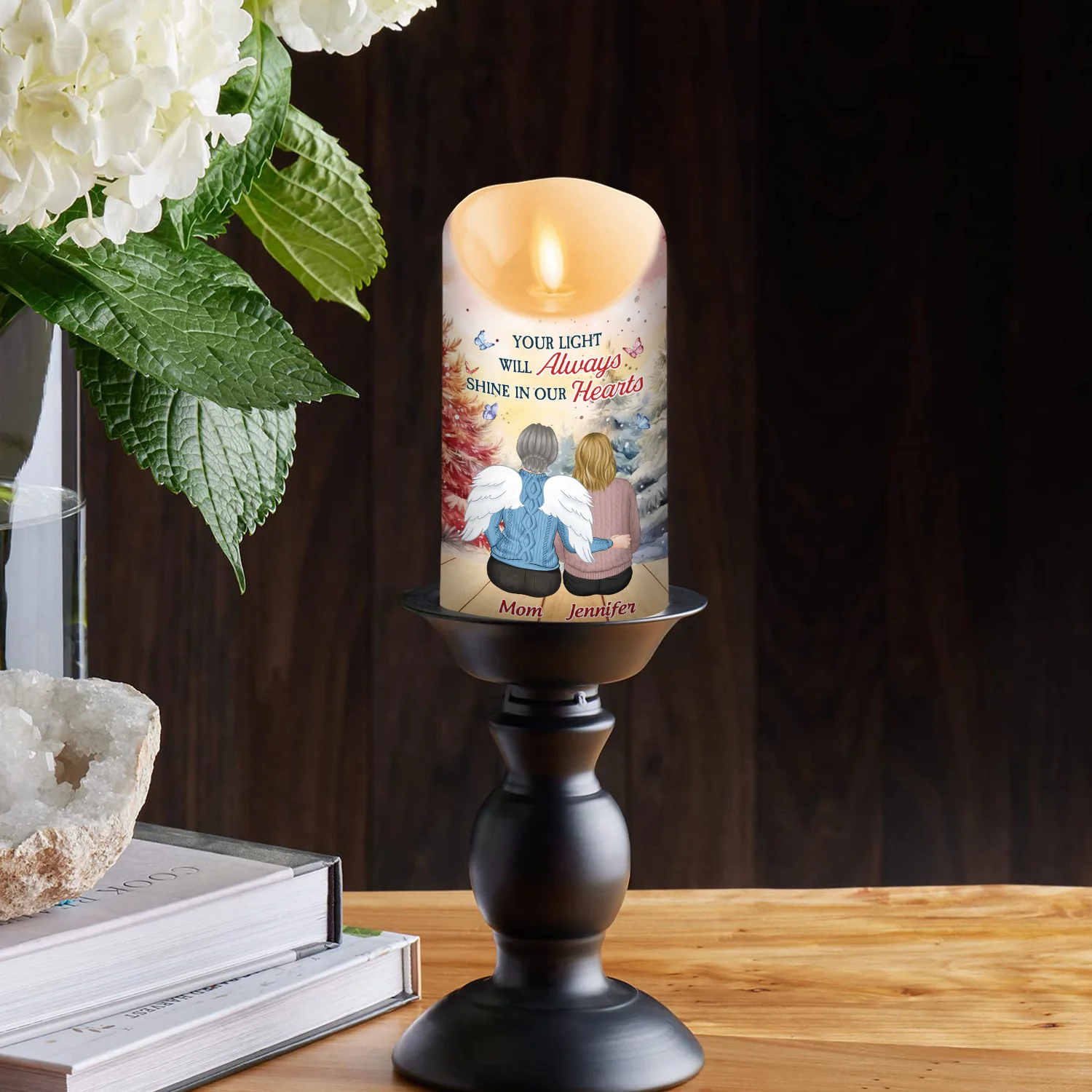 Your Light Will Always Shine In Our Hearts - Personalized Custom LED Candle - Image 2