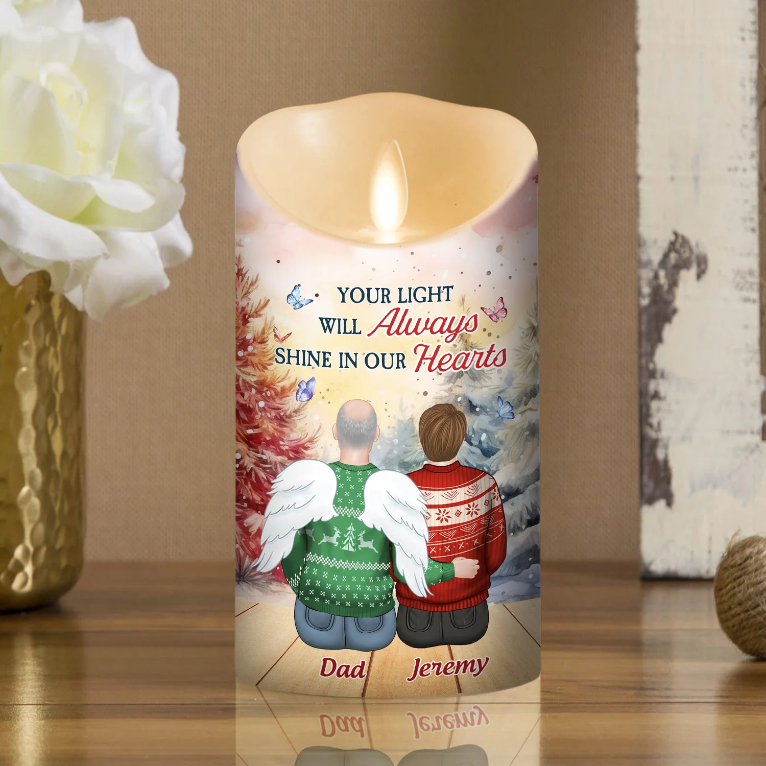 Your Light Will Always Shine In Our Hearts - Personalized Custom LED Candle - Image 4