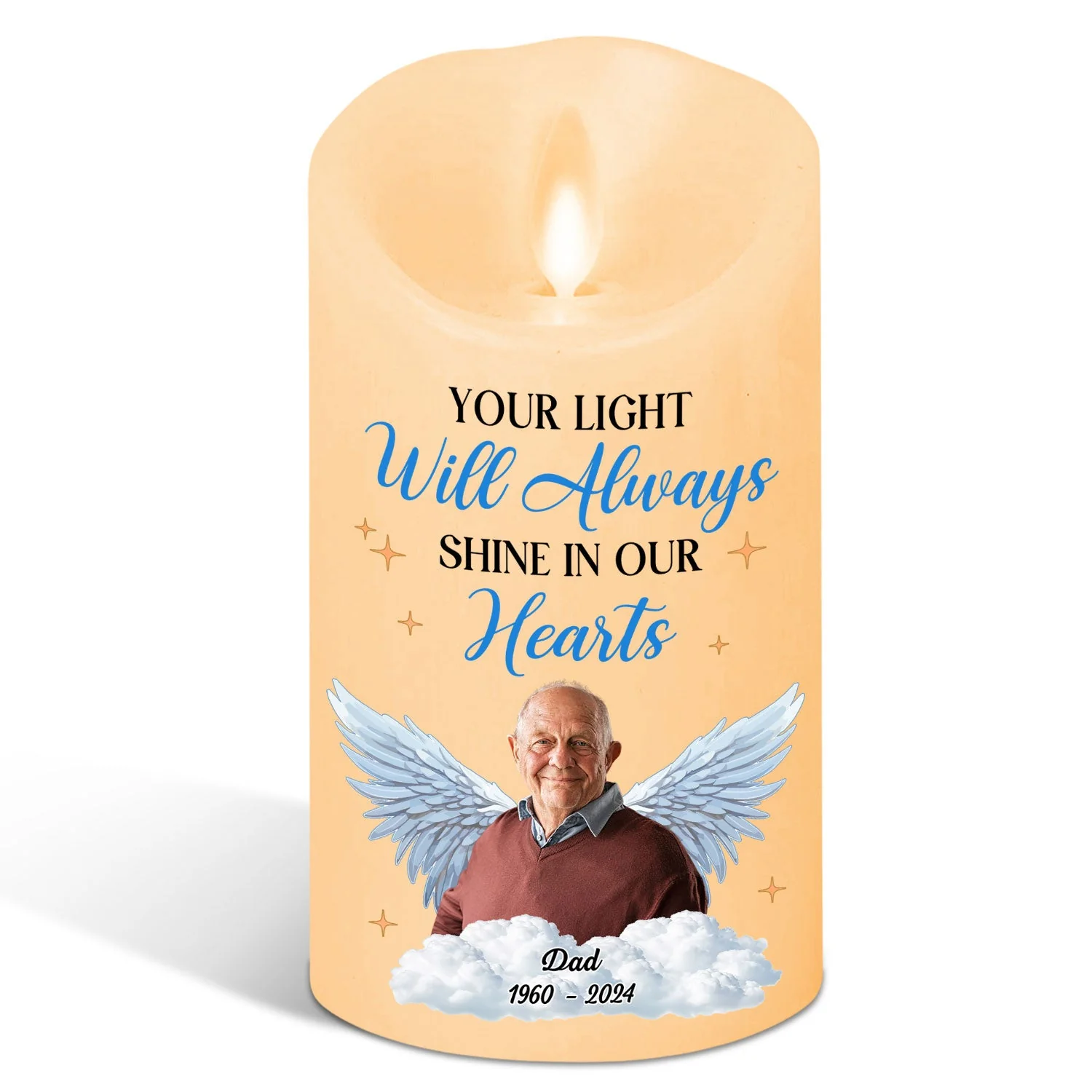 Your Light Will Always Shine In Our Hearts - Personalized Custom LED Candle - Image 2