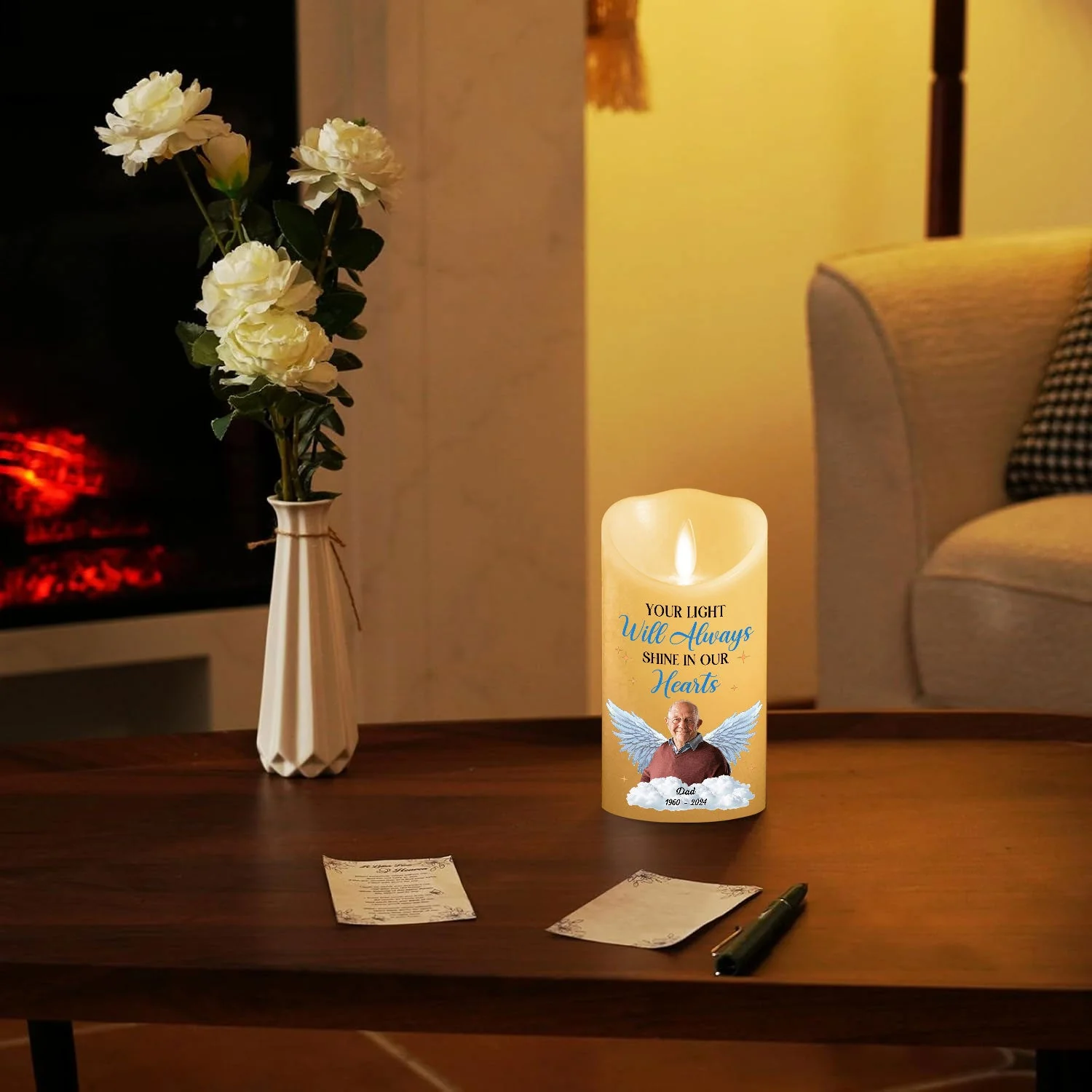 Your Light Will Always Shine In Our Hearts - Personalized Custom LED Candle - Image 5