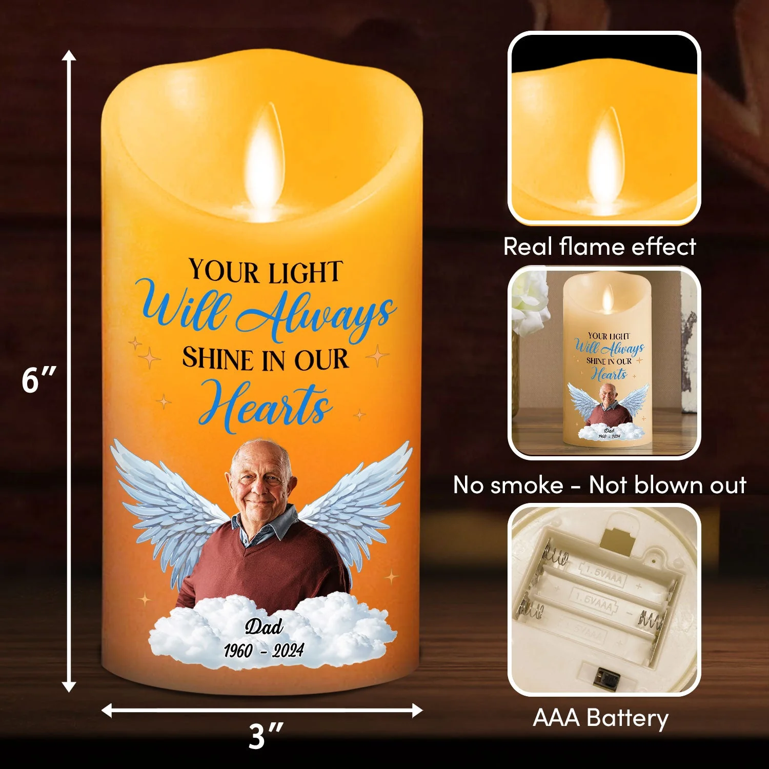 Your Light Will Always Shine In Our Hearts - Personalized Custom LED Candle - Image 6