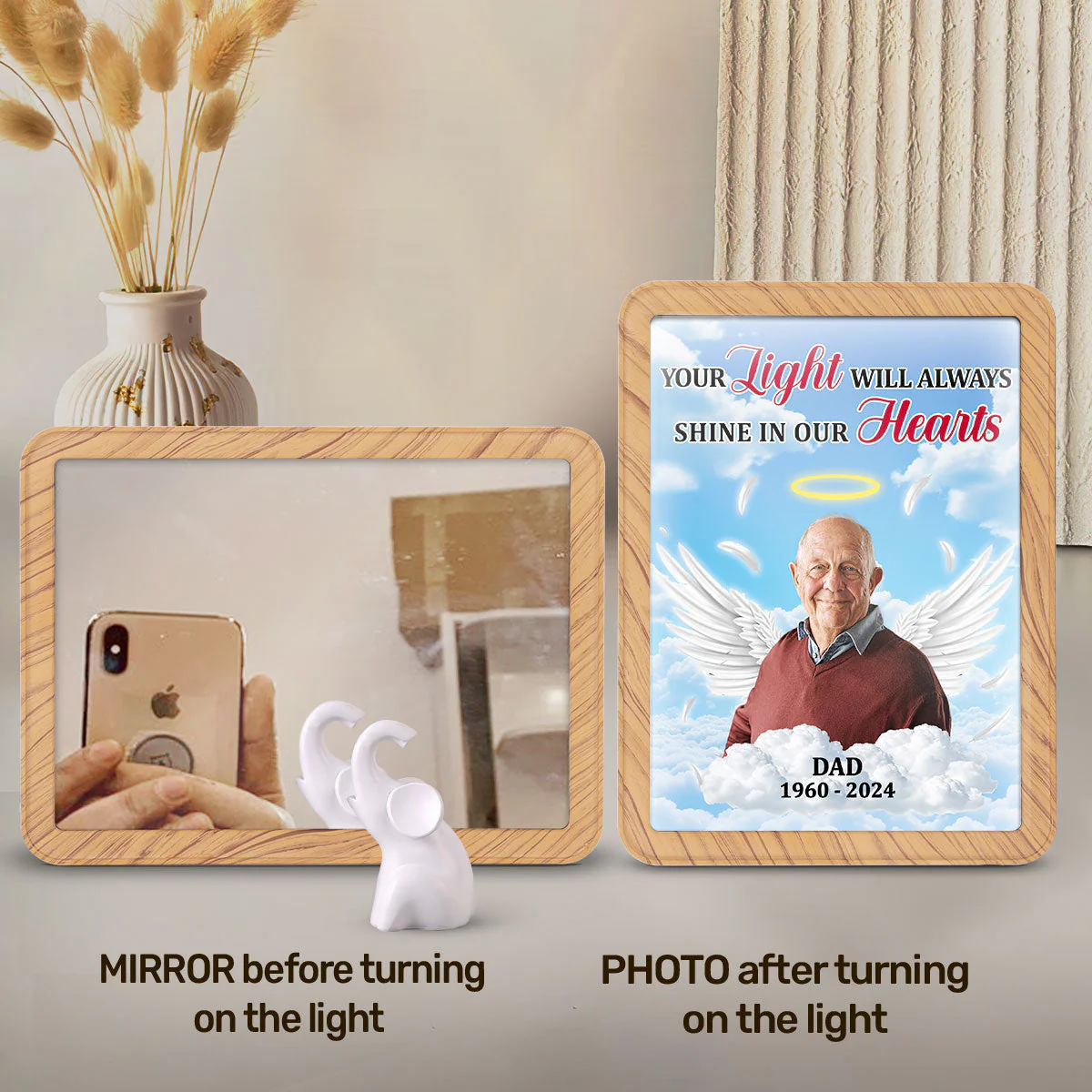Your Light Will Always Shine In Our Hearts - Personalized Custom Magic Mirror - Image 5