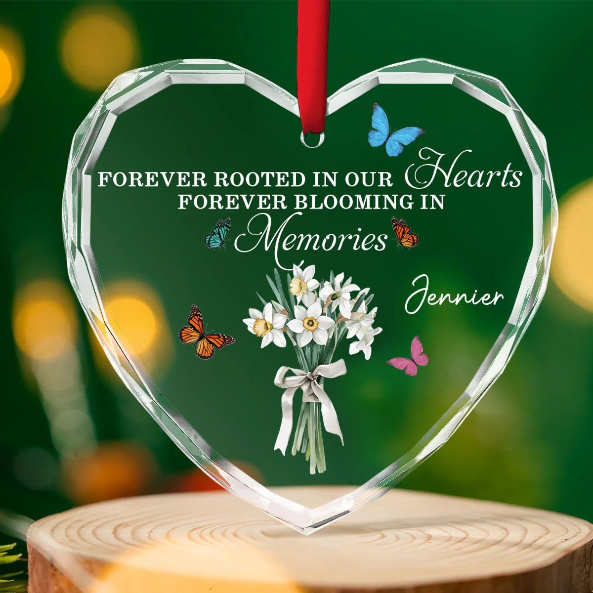 Your Memory Will Forever Bloom - Personalized Custom Glass Ornament - Image 2