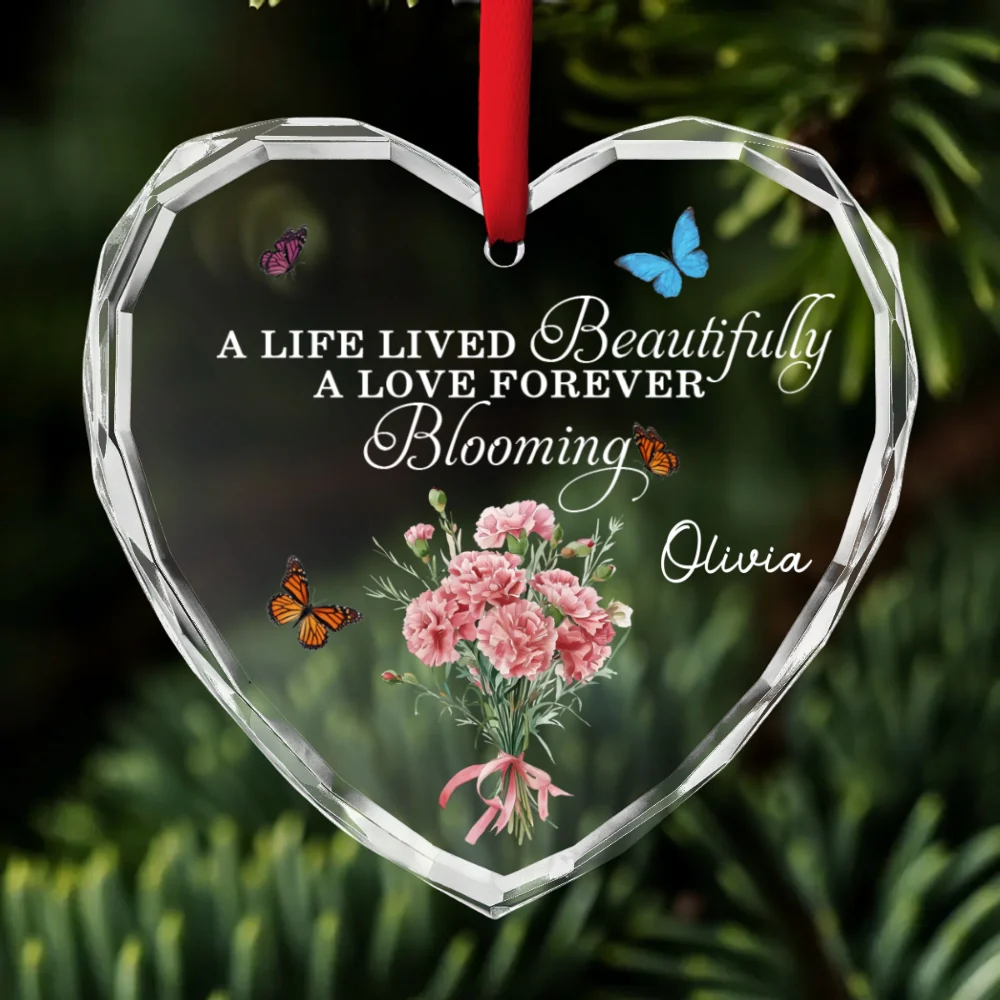 Your Memory Will Forever Bloom - Personalized Custom Glass Ornament - Image 6