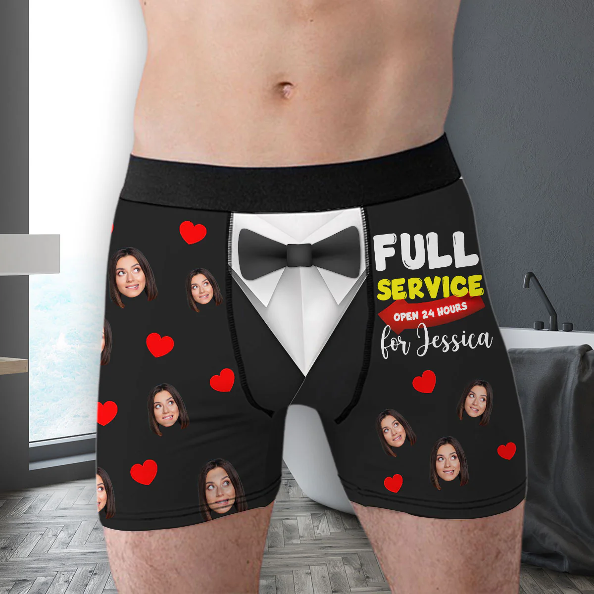Your Pleasure My Priority Always - Personalized Photo Men's Boxer Briefs