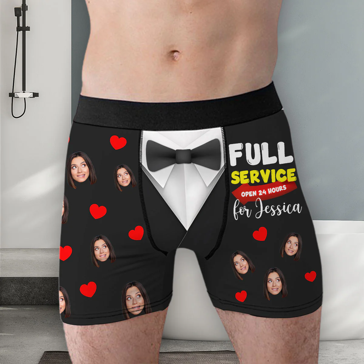 Your Pleasure My Priority Always - Personalized Photo Men's Boxer Briefs - Image 2