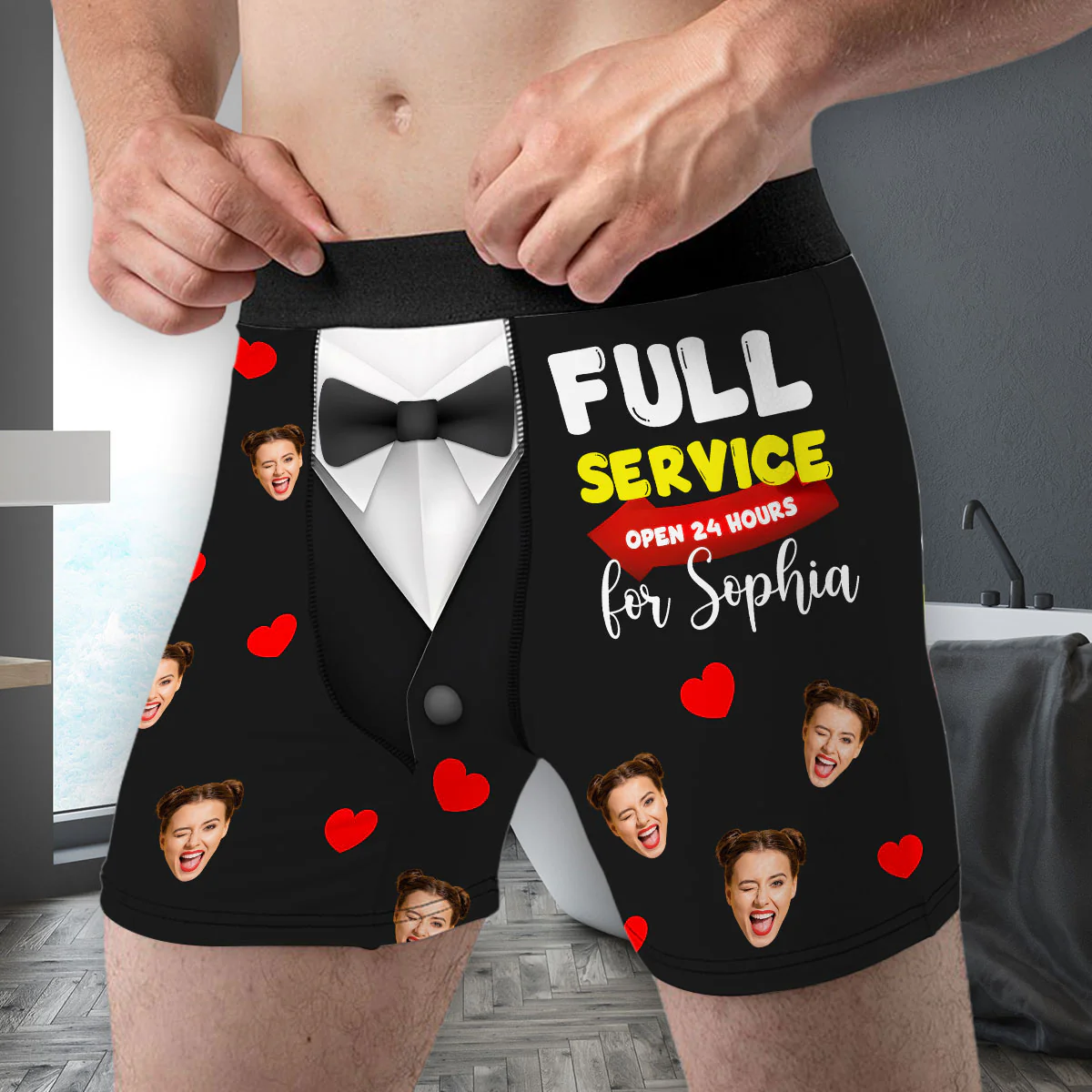Your Pleasure My Priority Always - Personalized Photo Men's Boxer Briefs - Image 3