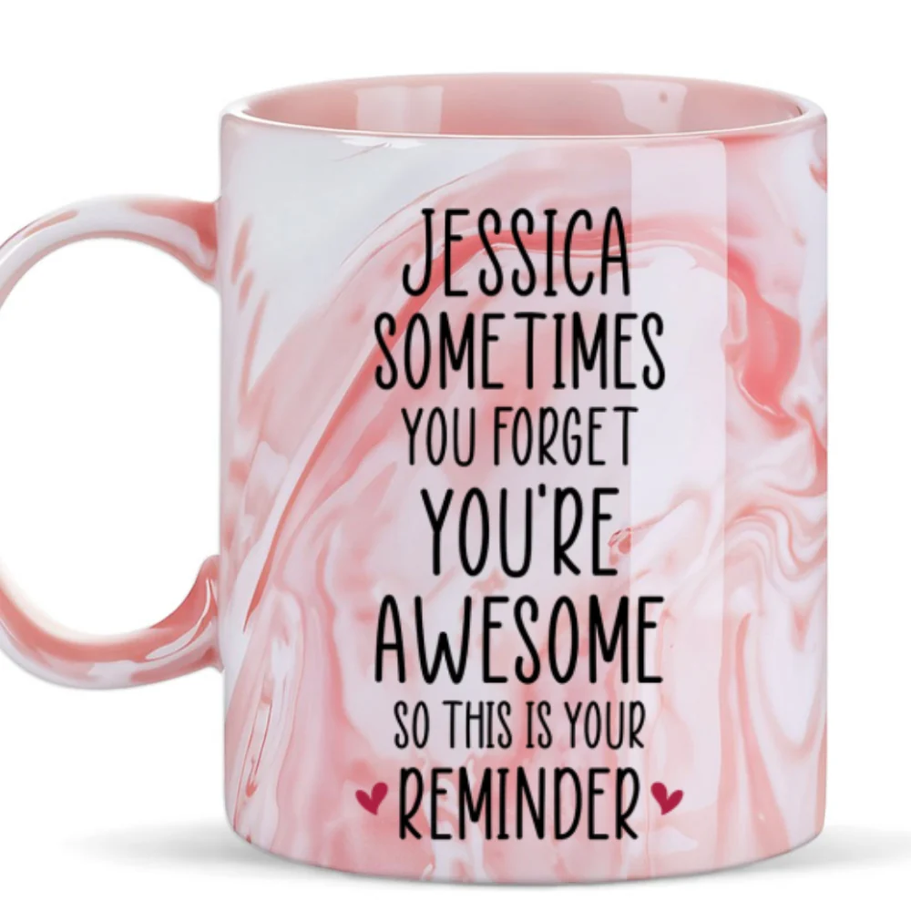 Your Reminder - Personalized Custom Pink Marble Mug - Image 6