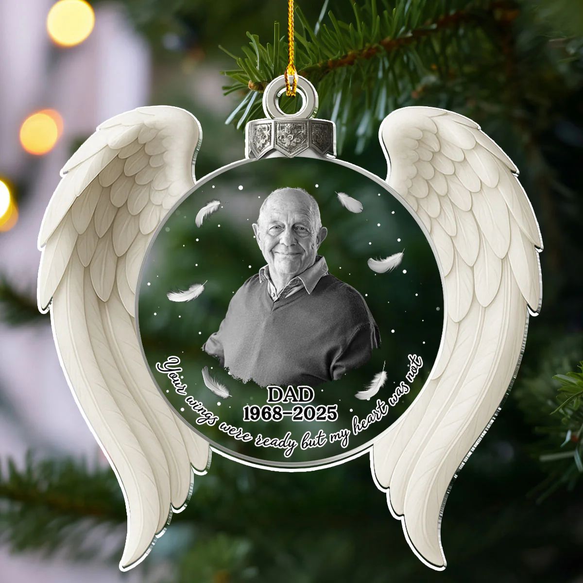 Your Wings Were Ready But My Heart - Personalized Custom Acrylic Ornament - Image 2