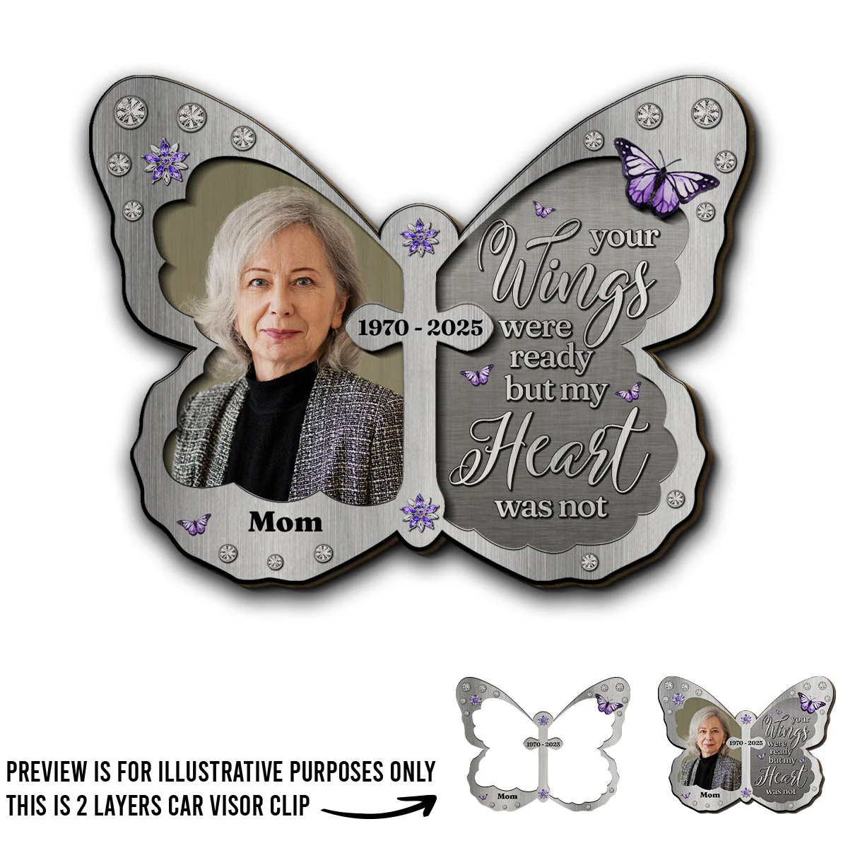 Your Wings Were Ready But My Heart Was Not - Personalized Custom Car Visor Clip - Image 4