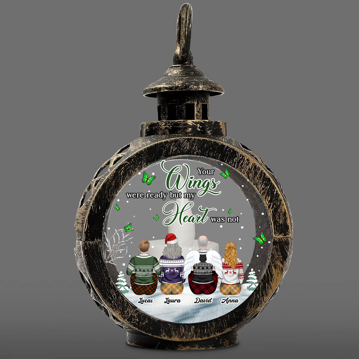 Your Wings Were Ready But My Heart Was Not - Personalized Custom Christmas Lantern - Image 5
