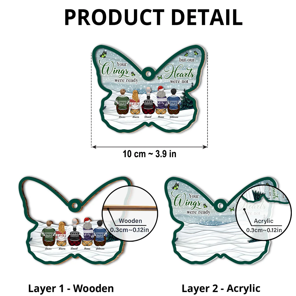 Your Wings Were Ready But Our Hearts Were Not - Personalized Custom Suncatcher Ornament - Image 5