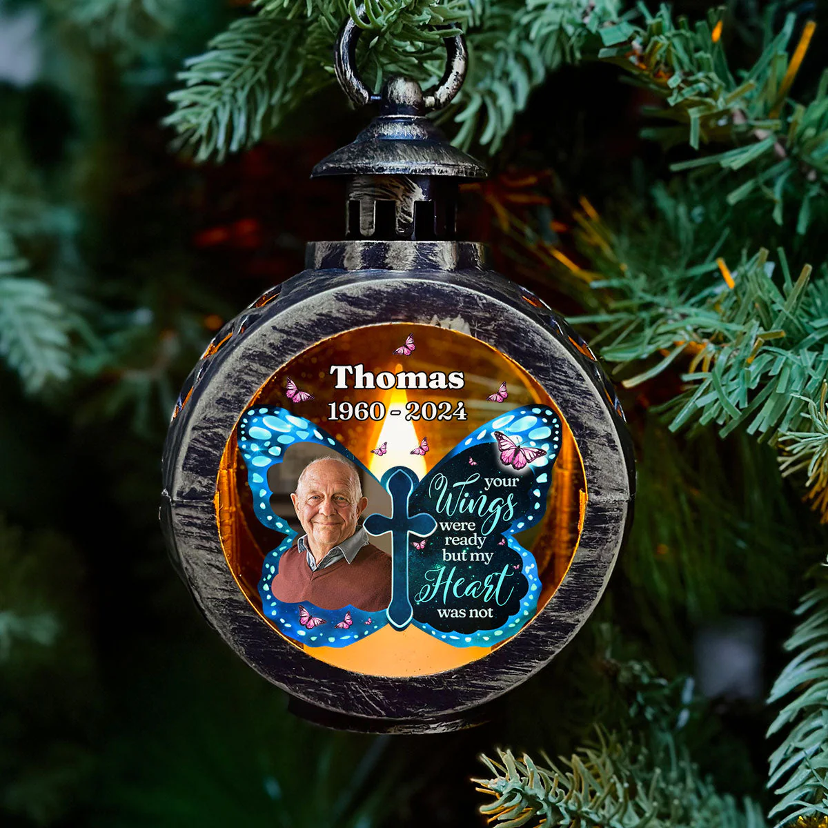 Your Wings Were Ready - Personalized Custom Christmas Lantern - Image 2