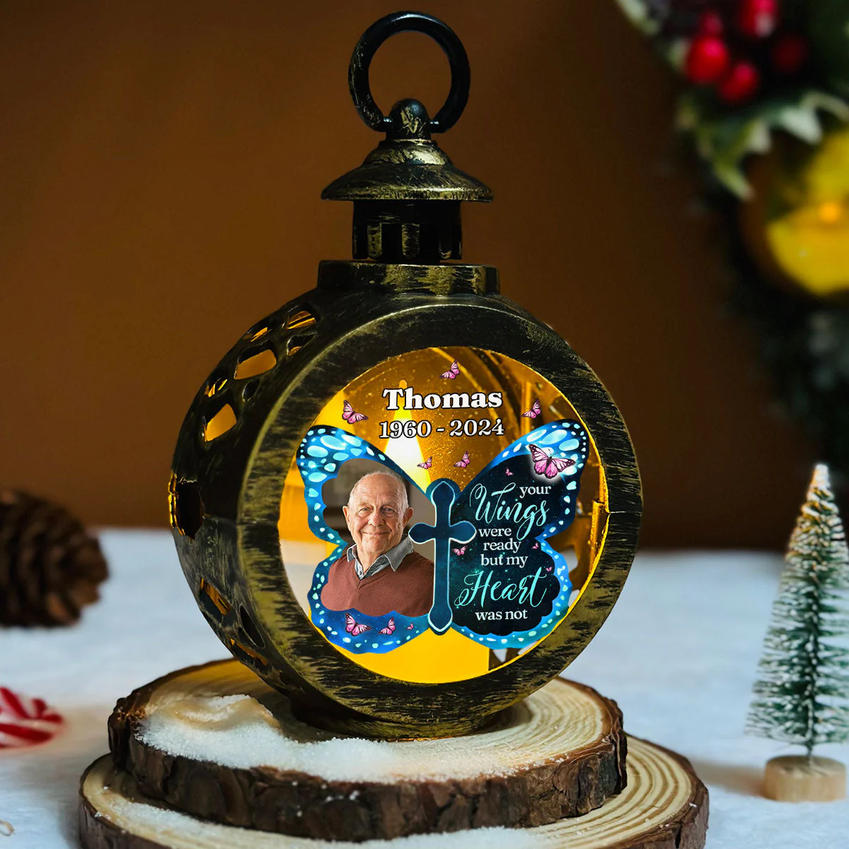 Your Wings Were Ready - Personalized Custom Christmas Lantern - Image 3