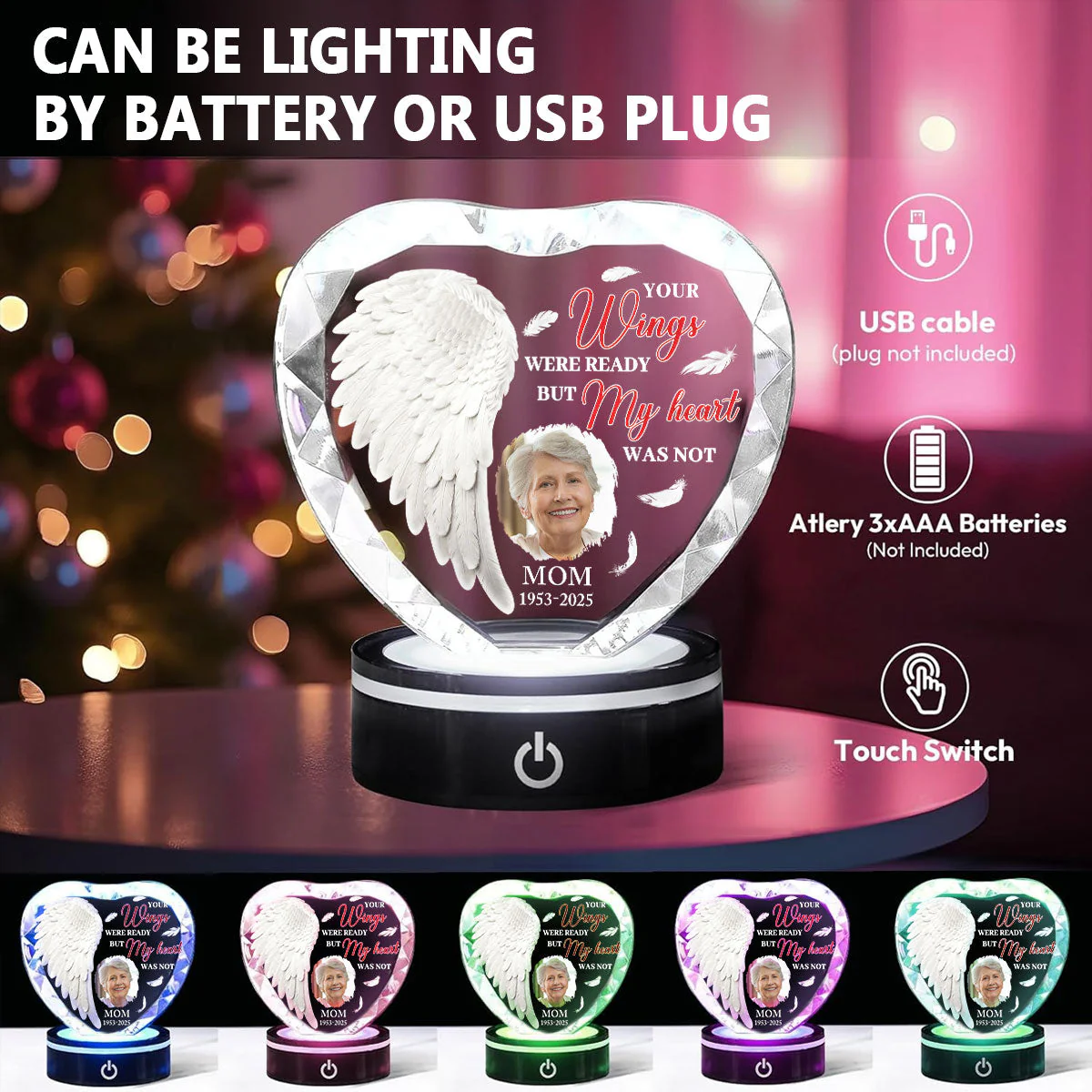 Your Wings Were Ready - Personalized Custom Crystal Led Light - Image 5