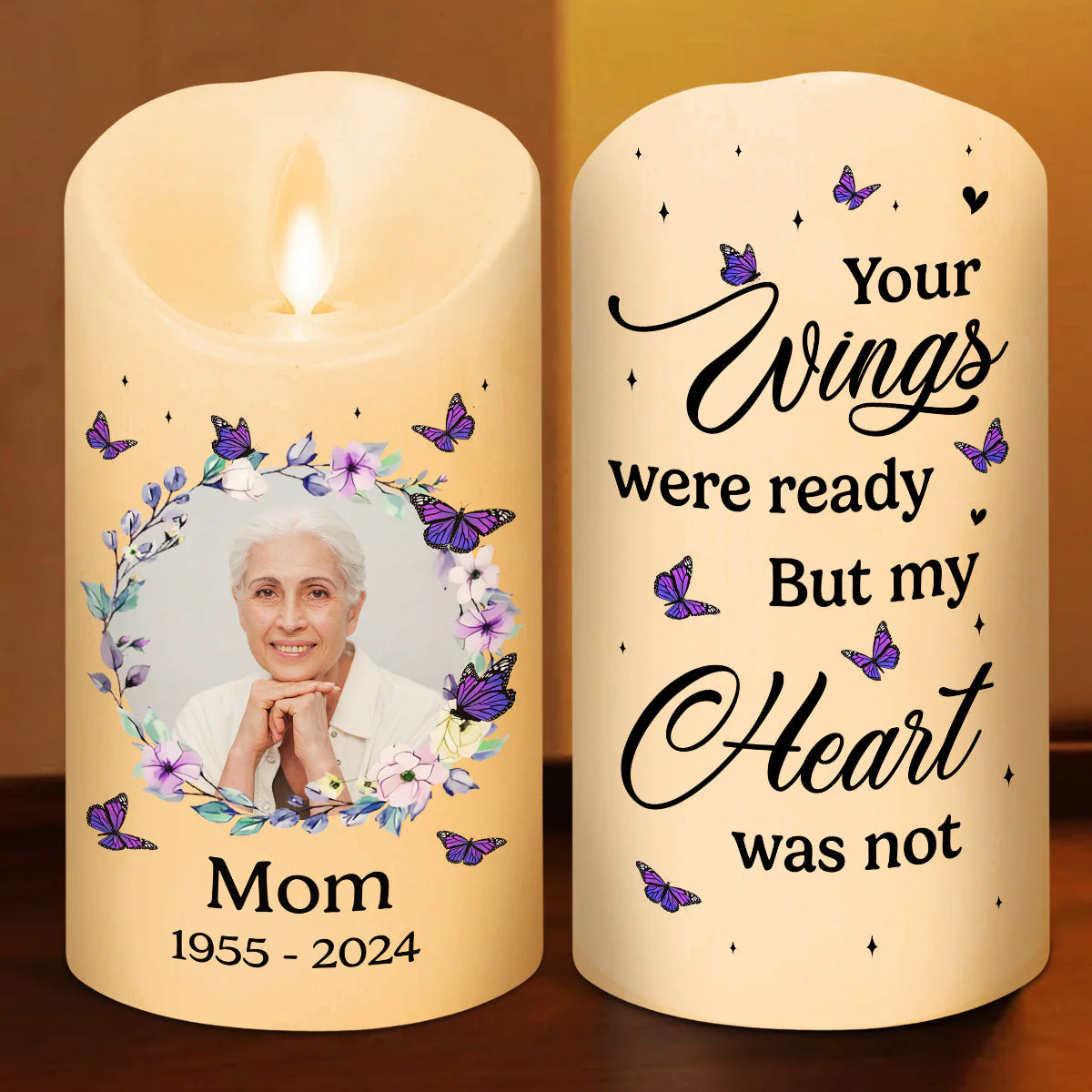 Your Wings Were Ready - Personalized Custom LED Candle - Image 4