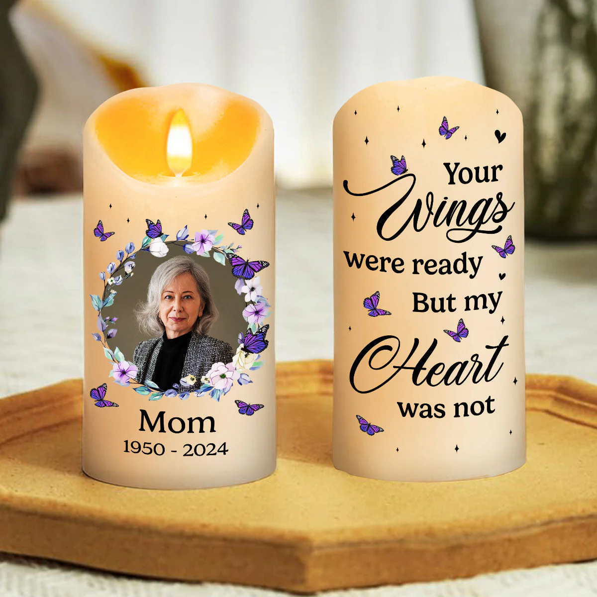 Your Wings Were Ready - Personalized Custom LED Candle - Image 5