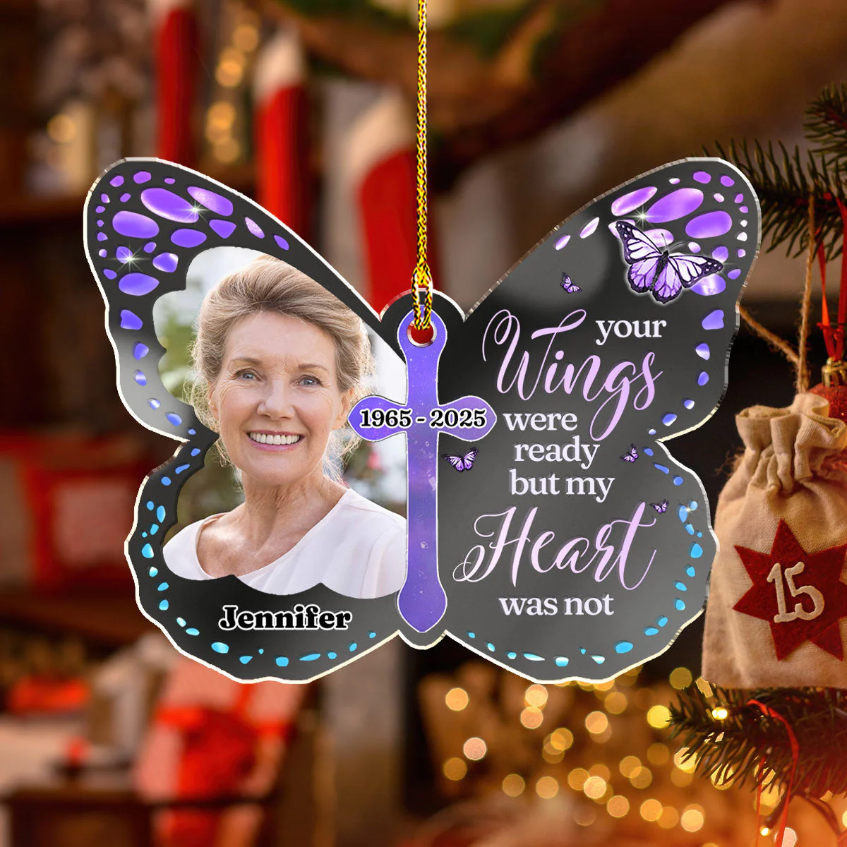 Your Wings Were Ready - Personalized Custom Mirrored Acrylic Ornament - Image 2