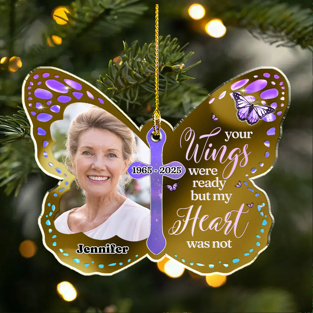 Your Wings Were Ready - Personalized Custom Mirrored Acrylic Ornament - Image 4