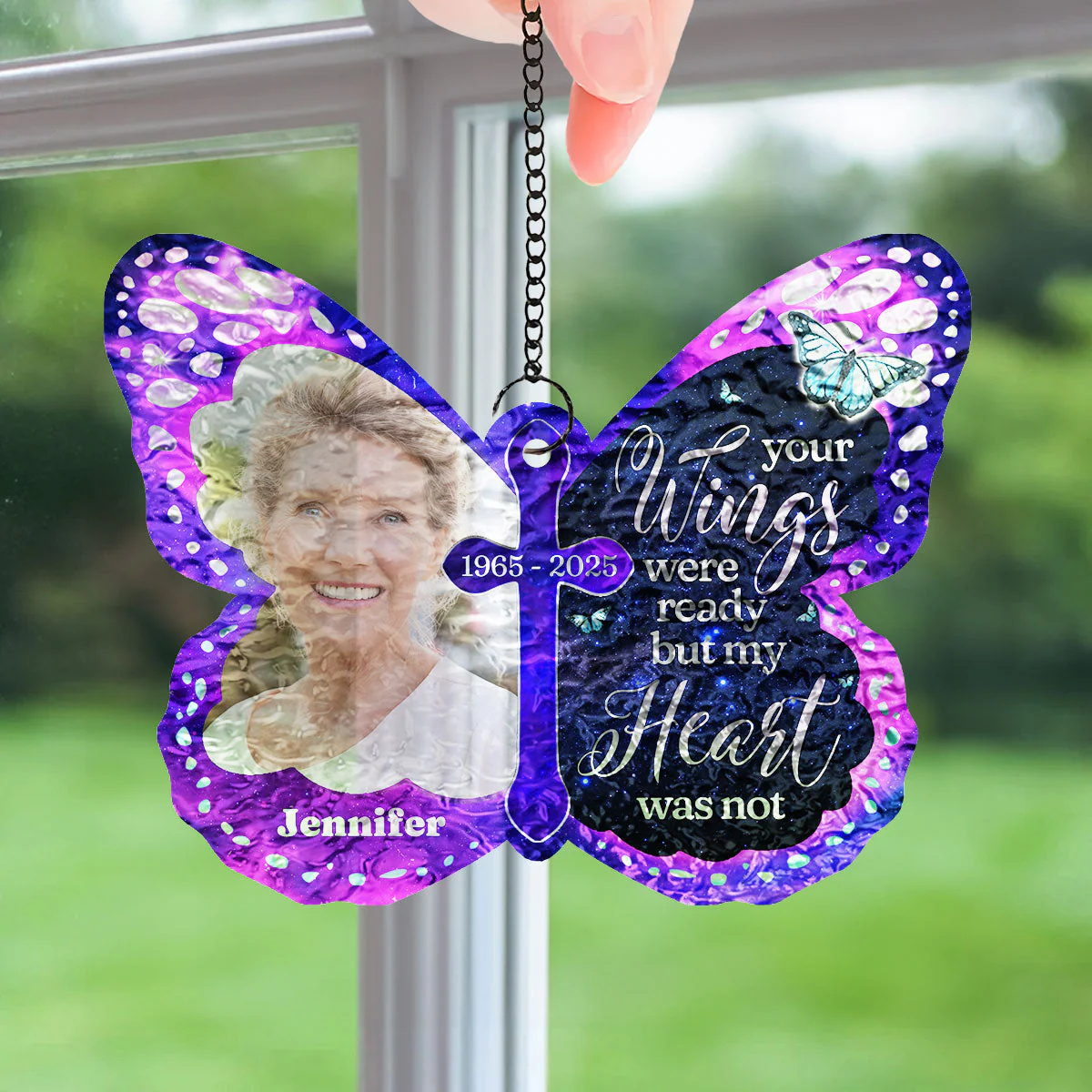 Your Wings Were Ready - Personalized Custom Wavy Suncatcher - Image 5