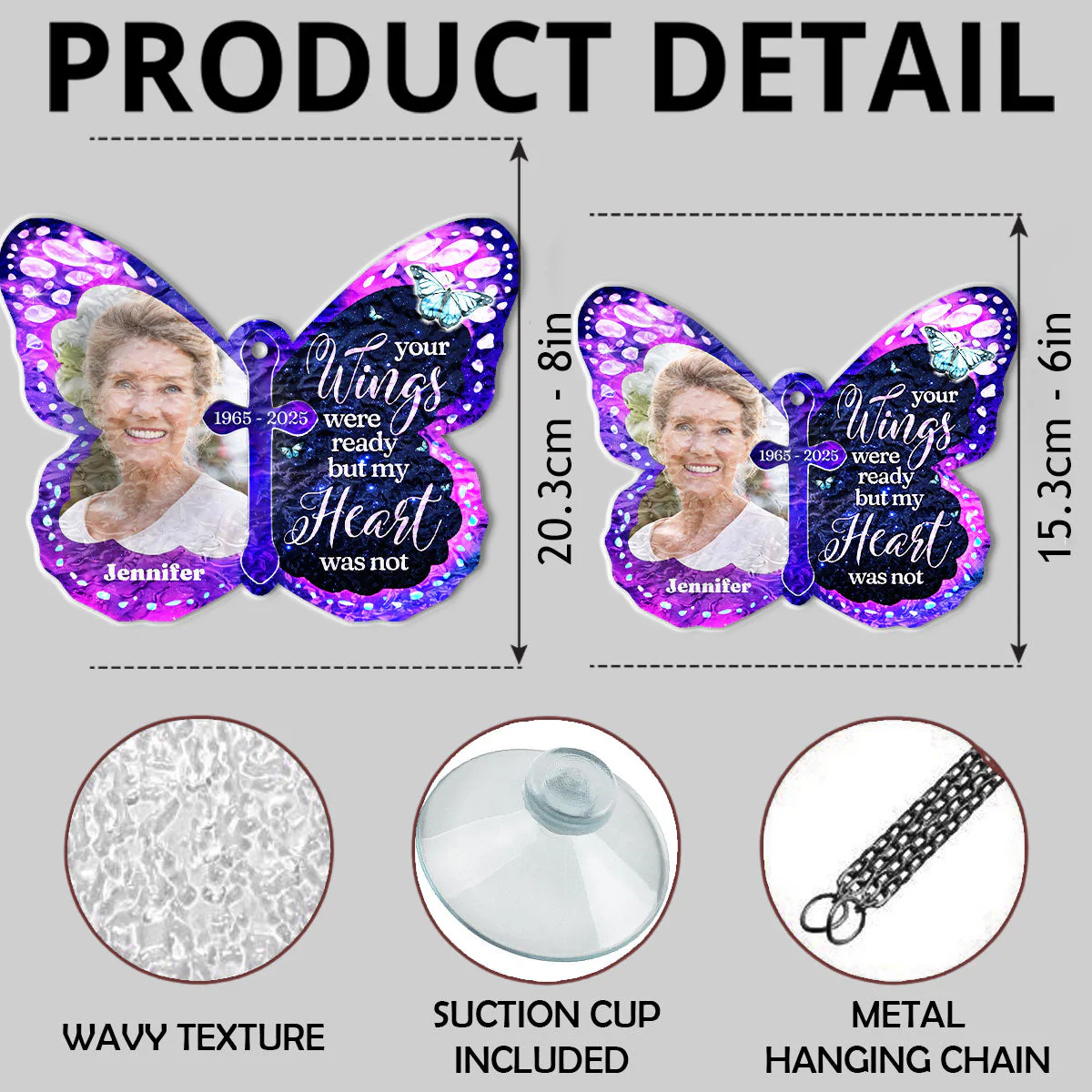 Your Wings Were Ready - Personalized Custom Wavy Suncatcher - Image 6