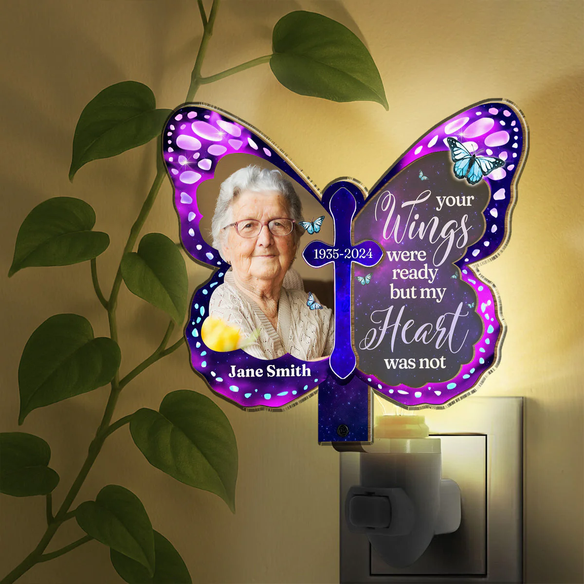 Your Wings Were Ready - Personalized Custom Wood And Acrylic Night Light - Image 2