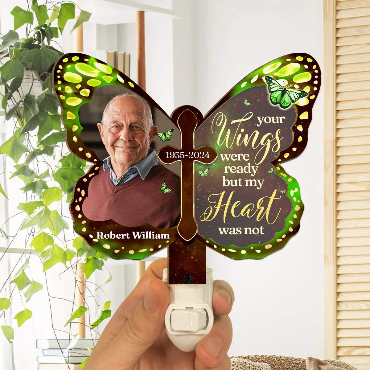 Your Wings Were Ready - Personalized Custom Wood And Acrylic Night Light - Image 4
