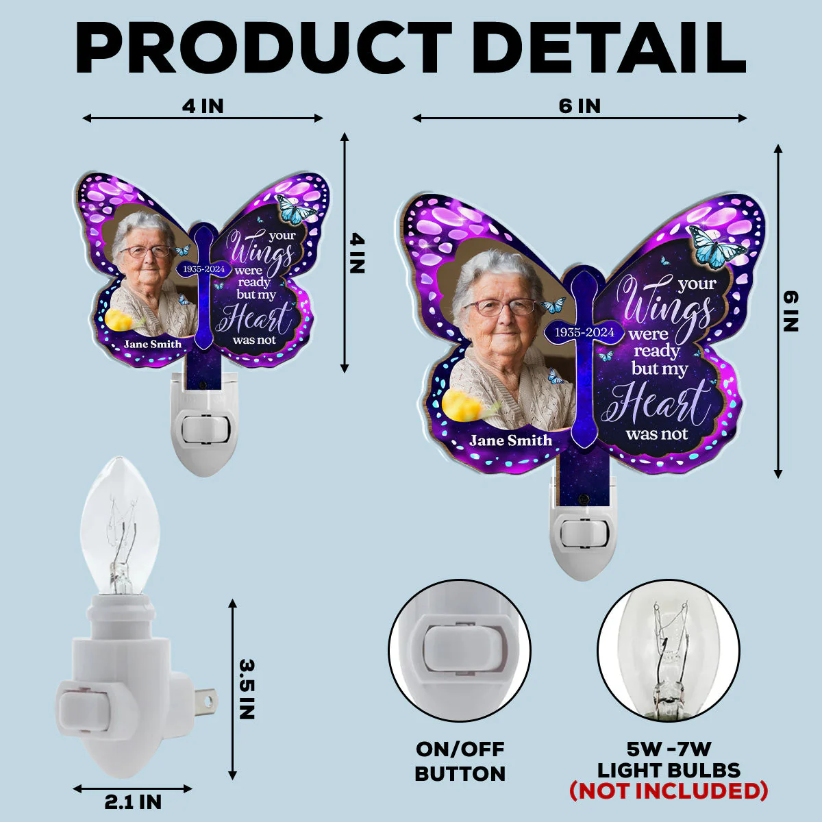 Your Wings Were Ready - Personalized Custom Wood And Acrylic Night Light - Image 5
