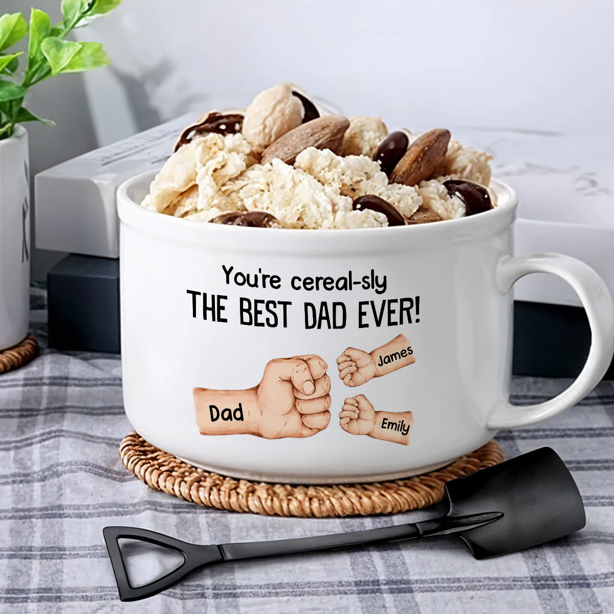 You're Cereal-sly The Best Dad Ever - Personalized Custom Ceramic Bowl - Image 2