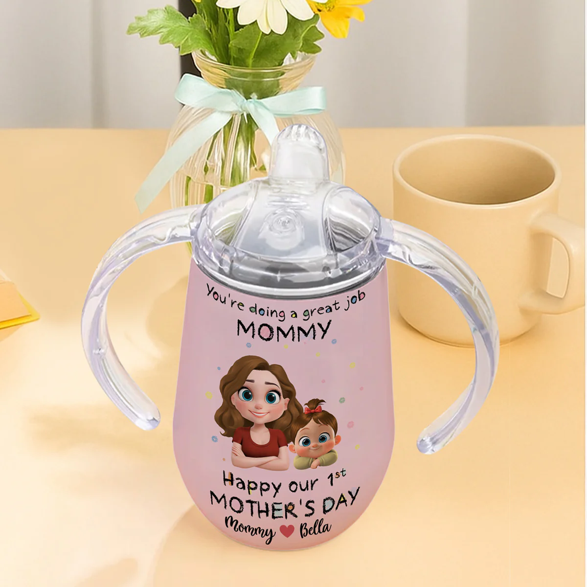 You're Doing A Great Job - Personalized Custom Sippy Cup With Handles - Image 4