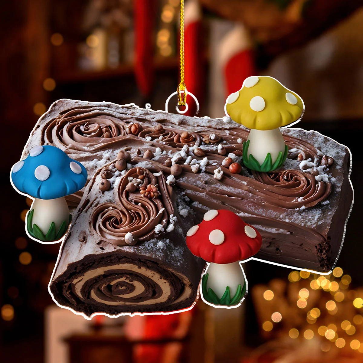 Yule Log Cake Crew - Personalized Custom Acrylic Ornament - Image 4