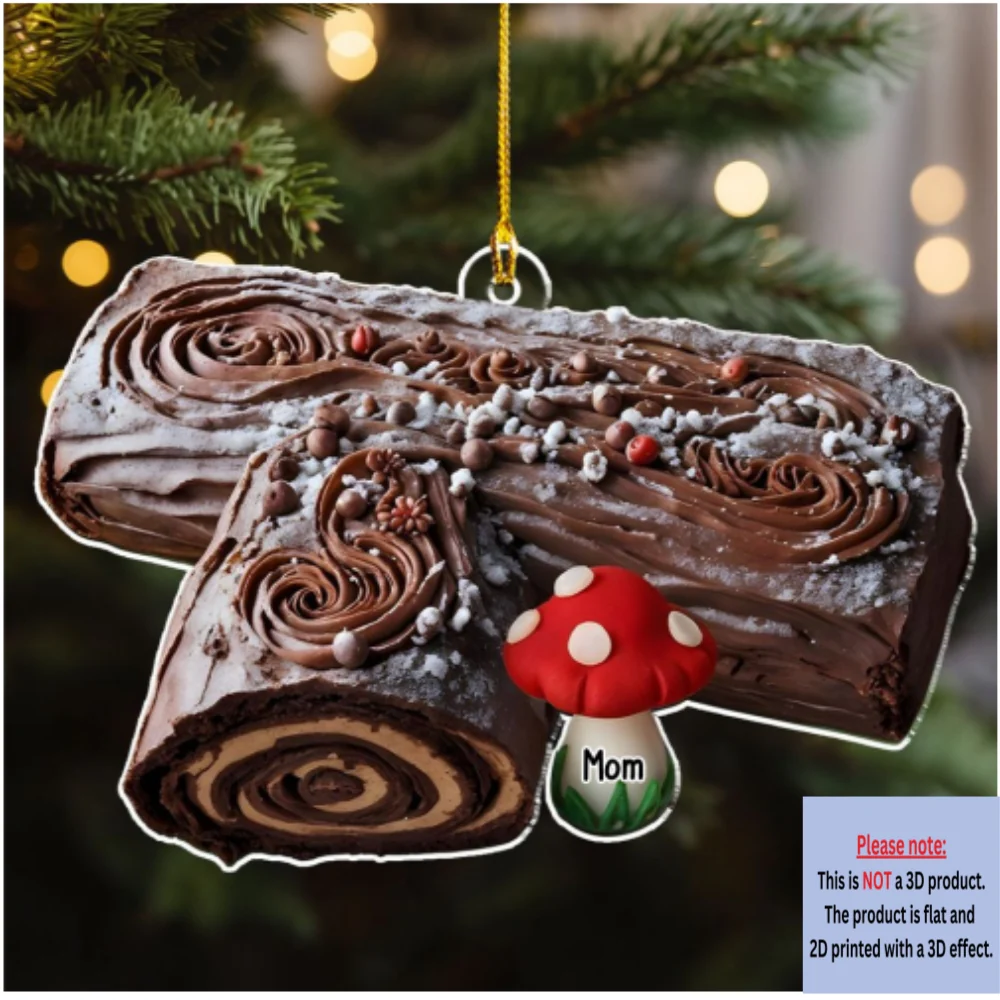Yule Log Cake Crew - Personalized Custom Acrylic Ornament - Image 6